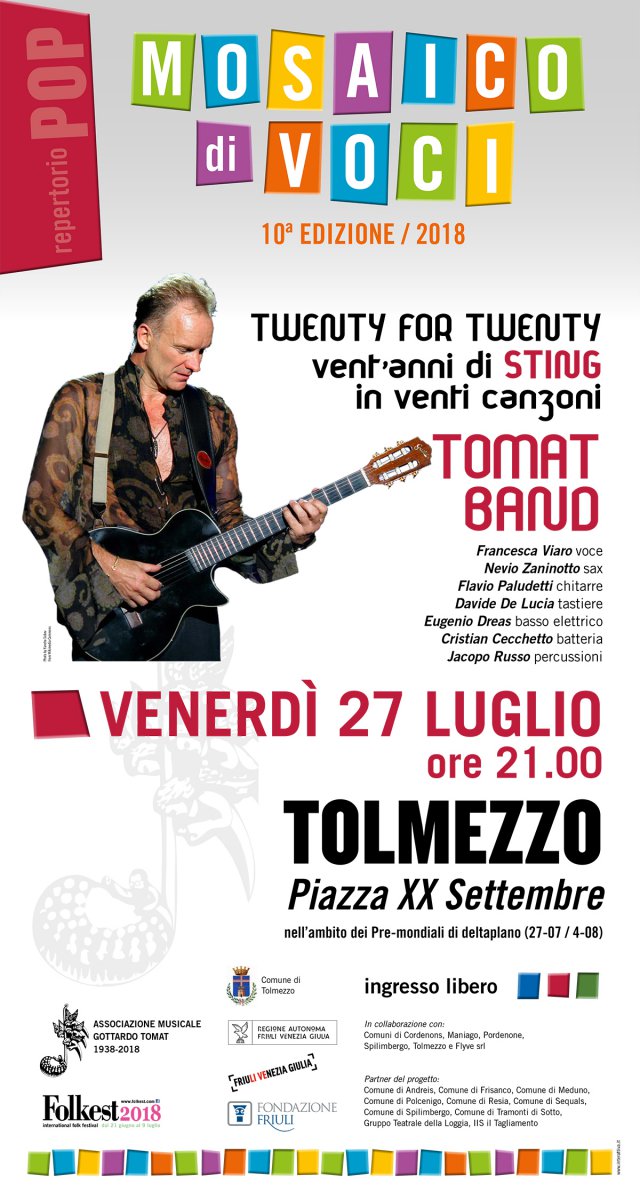 Twenty for twenty - Vent'anni di Sting in venti canzoni - Tomat Band a Tolmezzo il 27 luglio 2018 (Carnia, Udine, Friuli-Venezia Giulia)